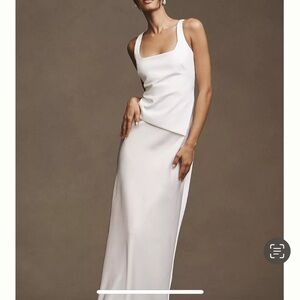 Elegant White Wedding Dress with neck scarf